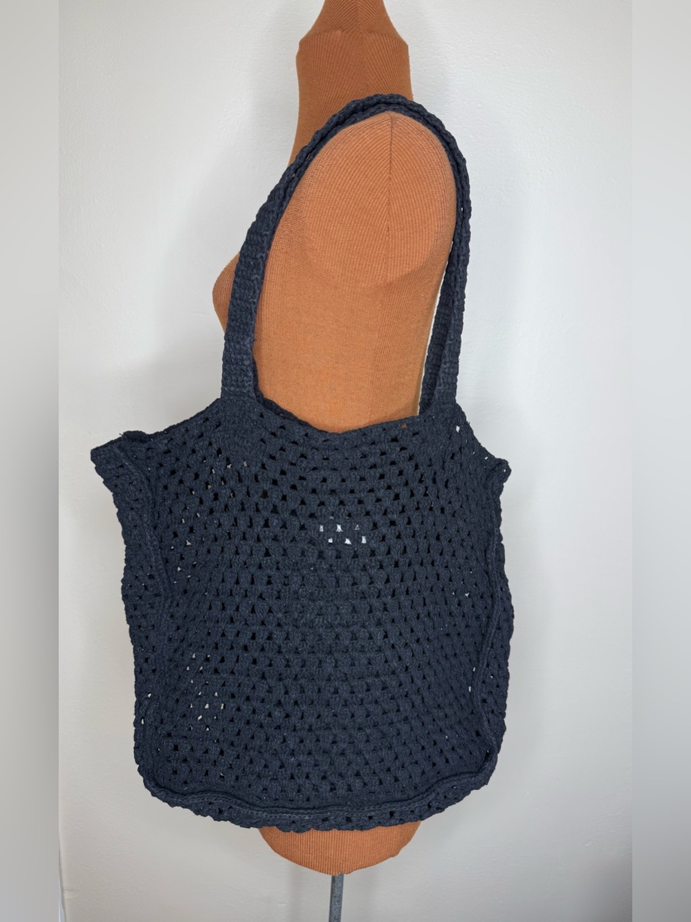 Universal Thread Black Crochet Tote Bag